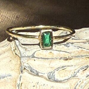 Gold over Sterling Silver Emerald Green Ring Size 7